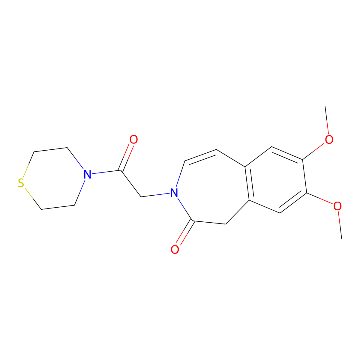 7,8-dimethoxy-3-[2-oxo-2-(thiomorpholin-4-yl)ethyl]-1,3-dihydro-2H-3-benzazepin-2-one molecular structure, CAS 1574344-26-5
