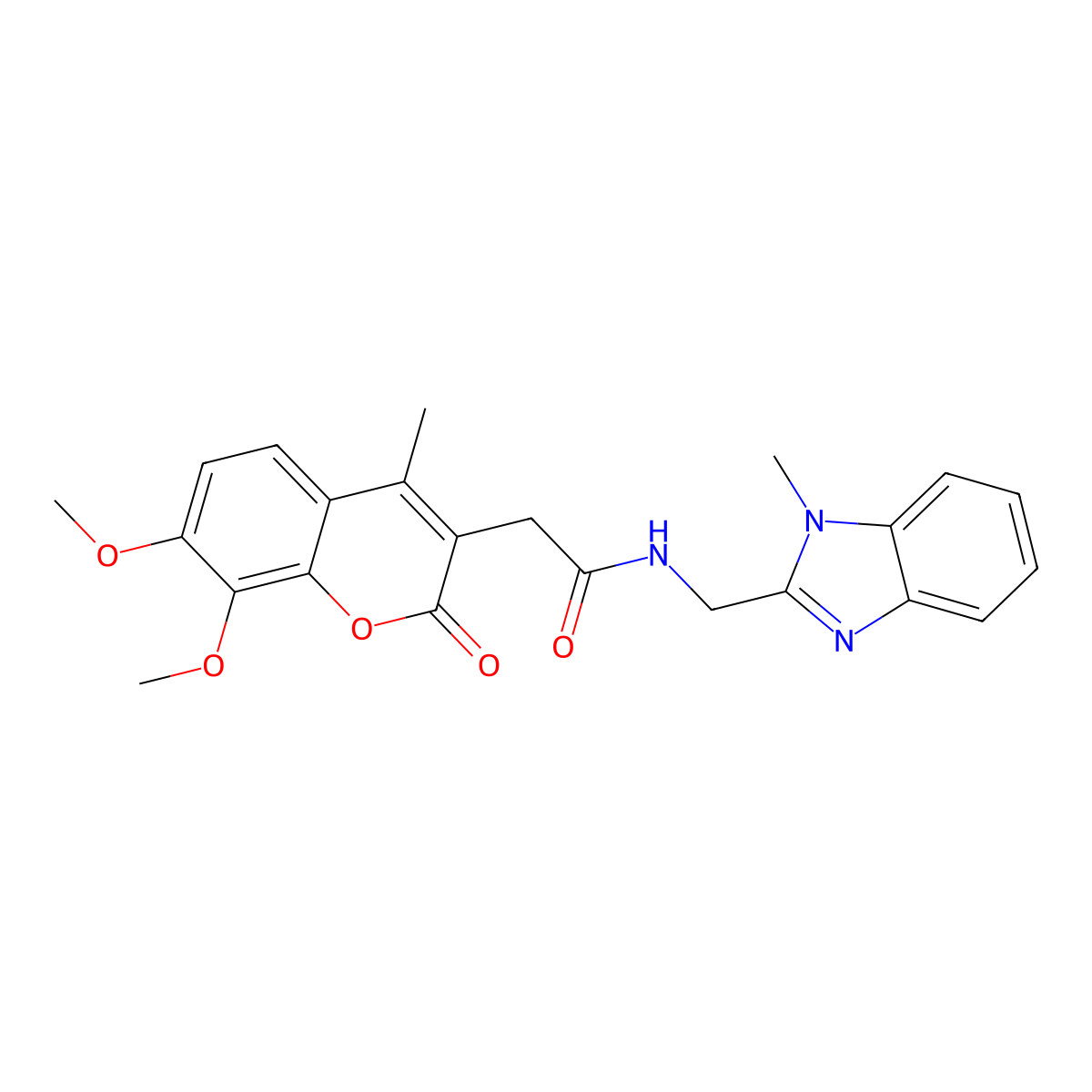 2-(7,8-dimethoxy-4-methyl-2-oxo-2H-chromen-3-yl)-N-[(1-methyl-1H-benzimidazol-2-yl)methyl]acetamide molecular structure, CAS 1574345-26-8