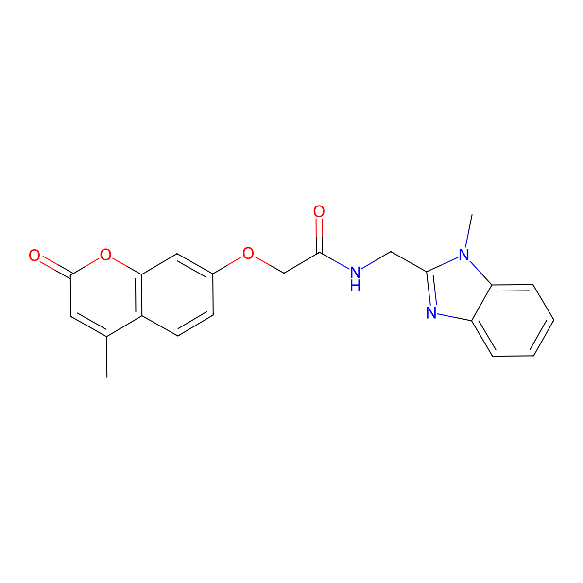 N-[(1-methyl-1H-benzimidazol-2-yl)methyl]-2-[(4-methyl-2-oxo-2H-chromen-7-yl)oxy]acetamide molecular structure, CAS 1574345-46-2
