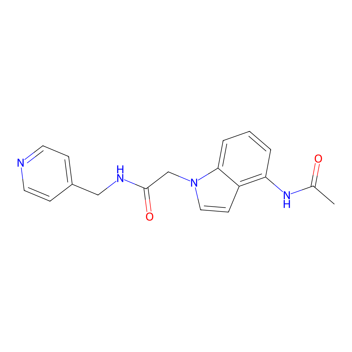 2-[4-(acetylamino)-1H-indol-1-yl]-N-(4-pyridylmethyl)acetamide molecular structure, CAS 1574345-48-4