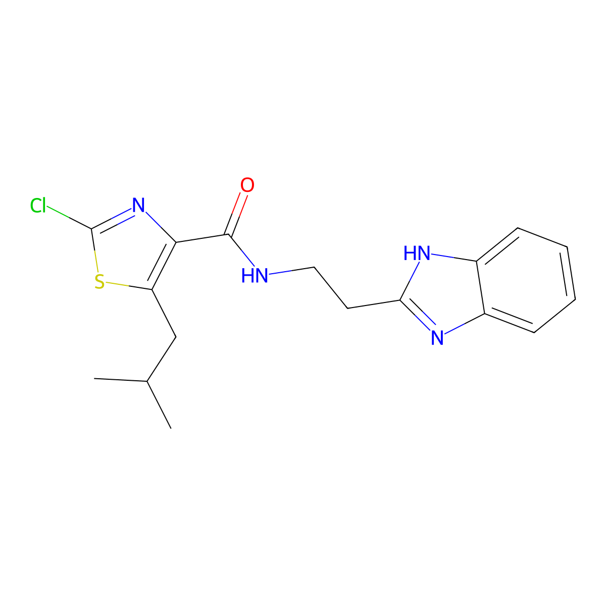 N-[2-(1H-benzimidazol-2-yl)ethyl]-2-chloro-5-(2-methylpropyl)-1,3-thiazole-4-carboxamide molecular structure, CAS 1574345-53-1