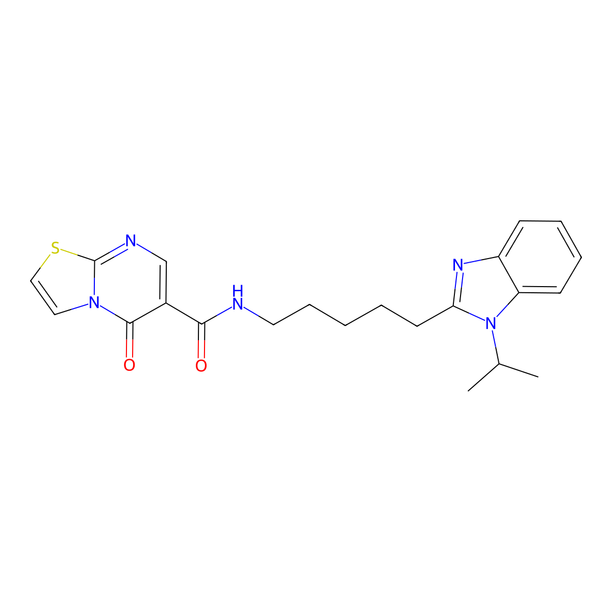 5-oxo-N-{5-[1-(propan-2-yl)-1H-benzimidazol-2-yl]pentyl}-5H-[1,3]thiazolo[3,2-a]pyrimidine-6-carboxamide molecular structure, CAS 1574345-76-8