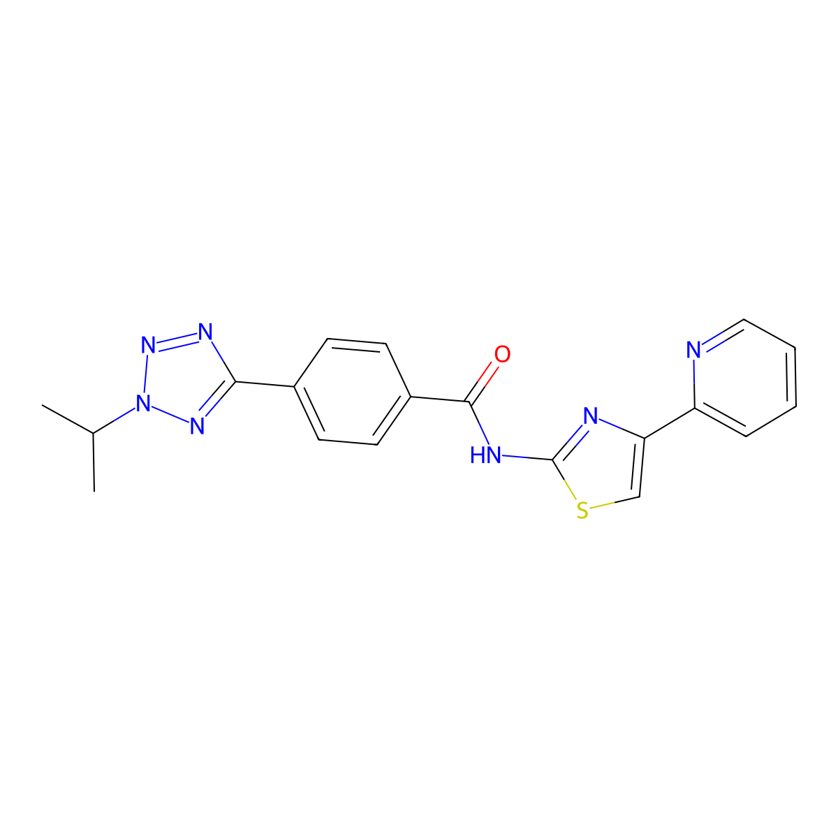4-(2-isopropyl-2H-tetrazol-5-yl)-N-(4-(pyridin-2-yl)thiazol-2-yl)benzamide molecular structure, CAS 1574346-28-3