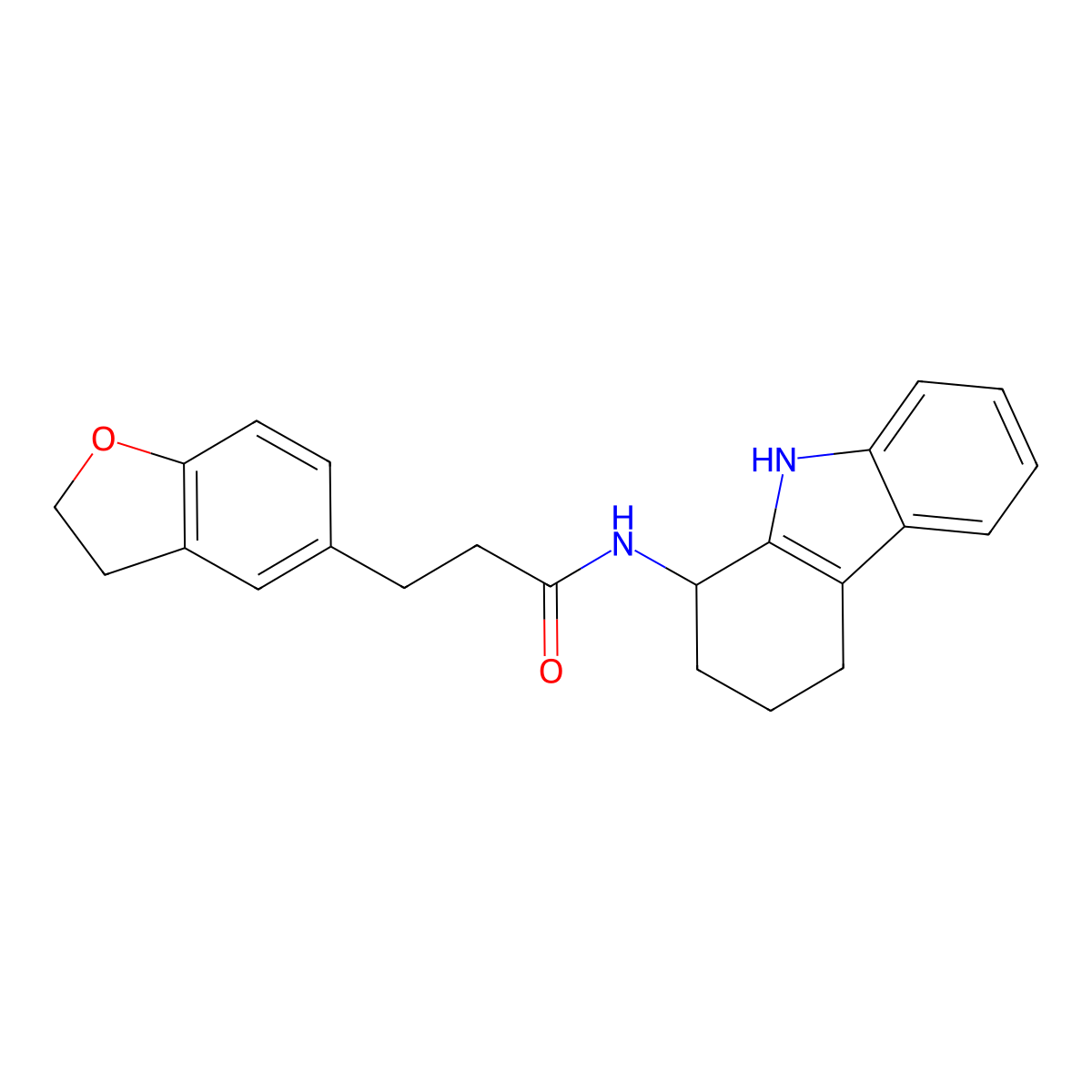 3-(2,3-dihydro-1-benzofuran-5-yl)-N-(2,3,4,9-tetrahydro-1H-carbazol-1-yl)propanamide molecular structure, CAS 1574346-41-0