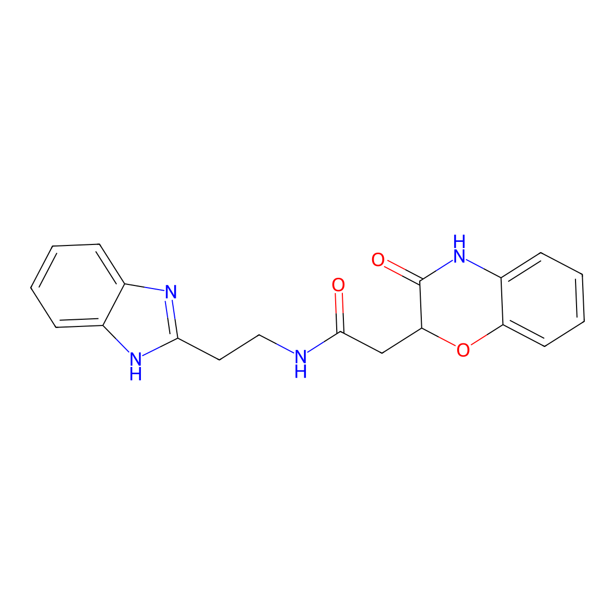 N-[2-(1H-benzimidazol-2-yl)ethyl]-2-(3-hydroxy-2H-1,4-benzoxazin-2-yl)acetamide molecular structure, CAS 1574346-54-5