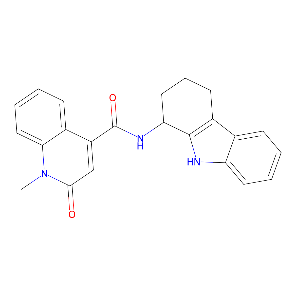 1-methyl-2-oxo-N-(2,3,4,9-tetrahydro-1H-carbazol-1-yl)-1,2-dihydroquinoline-4-carboxamide molecular structure, CAS 1574346-57-8