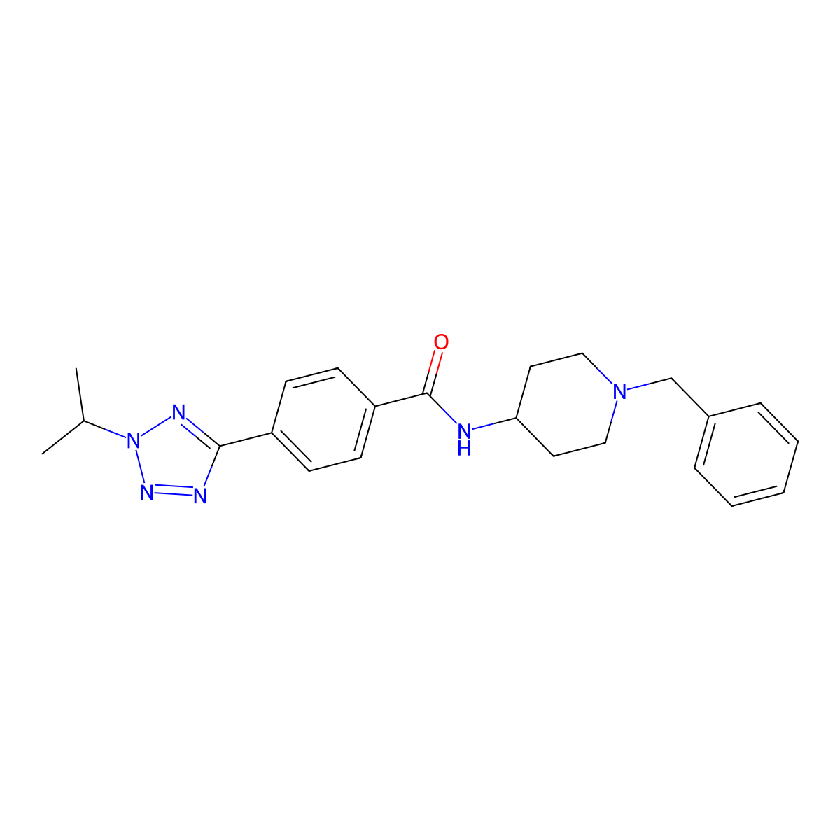 N-(1-benzylpiperidin-4-yl)-4-[2-(propan-2-yl)-2H-tetrazol-5-yl]benzamide molecular structure, CAS 1574346-84-1