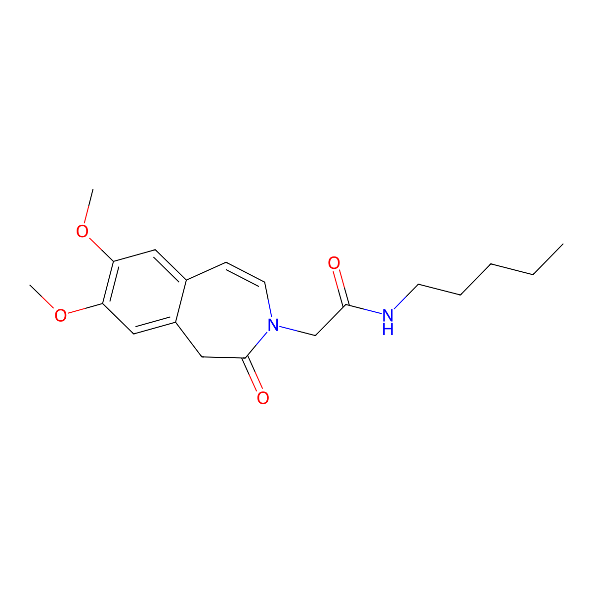 2-(7,8-dimethoxy-2-oxo-1,2-dihydro-3H-3-benzazepin-3-yl)-N-pentylacetamide molecular structure, CAS 1574351-14-6