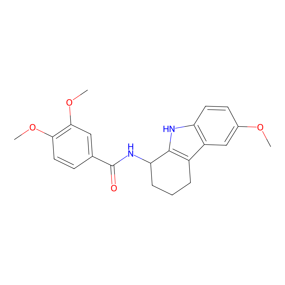 3,4-dimethoxy-N-(6-methoxy-2,3,4,9-tetrahydro-1H-carbazol-1-yl)benzamide molecular structure, CAS 1574351-59-9
