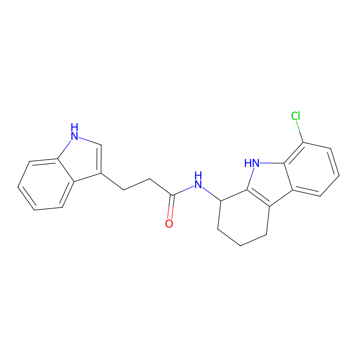 N-(8-chloro-2,3,4,9-tetrahydro-1H-carbazol-1-yl)-3-(1H-indol-3-yl)propanamide molecular structure, CAS 1574352-45-6