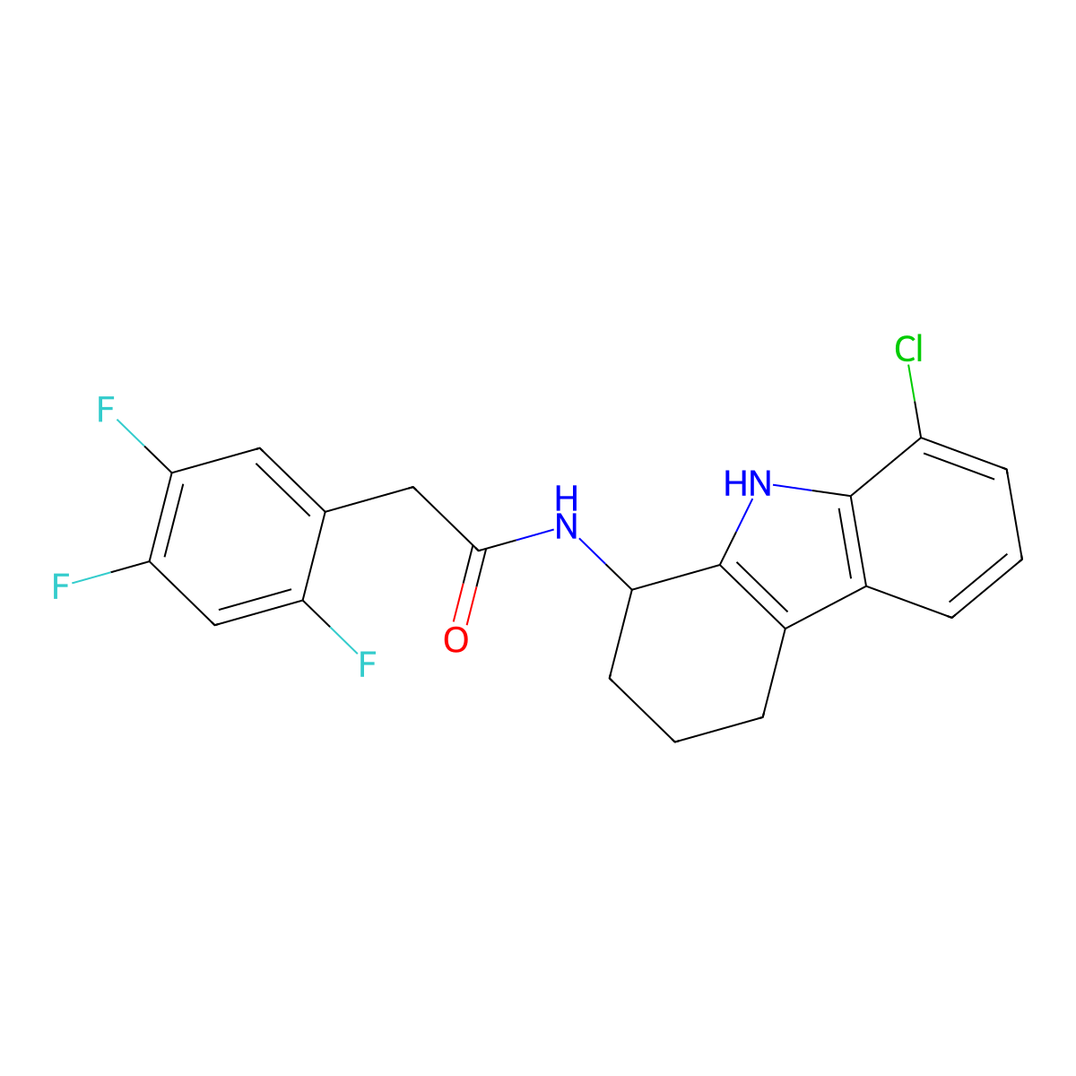 N-(8-chloro-2,3,4,9-tetrahydro-1H-carbazol-1-yl)-2-(2,4,5-trifluorophenyl)acetamide molecular structure, CAS 1574352-53-6