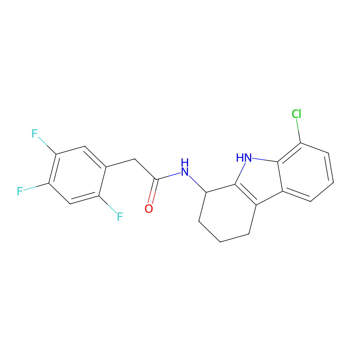 N-(8-chloro-2,3,4,9-tetrahydro-1H-carbazol-1-yl)-2-(2,4,5-trifluorophenyl)acetamide molecular structure, CAS 1574352-53-6