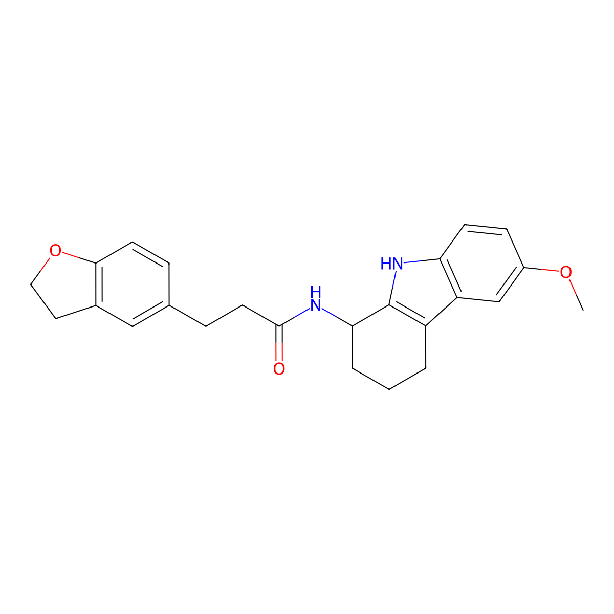 3-(2,3-dihydro-1-benzofuran-5-yl)-N-(6-methoxy-2,3,4,9-tetrahydro-1H-carbazol-1-yl)propanamide molecular structure, CAS 1574352-58-1