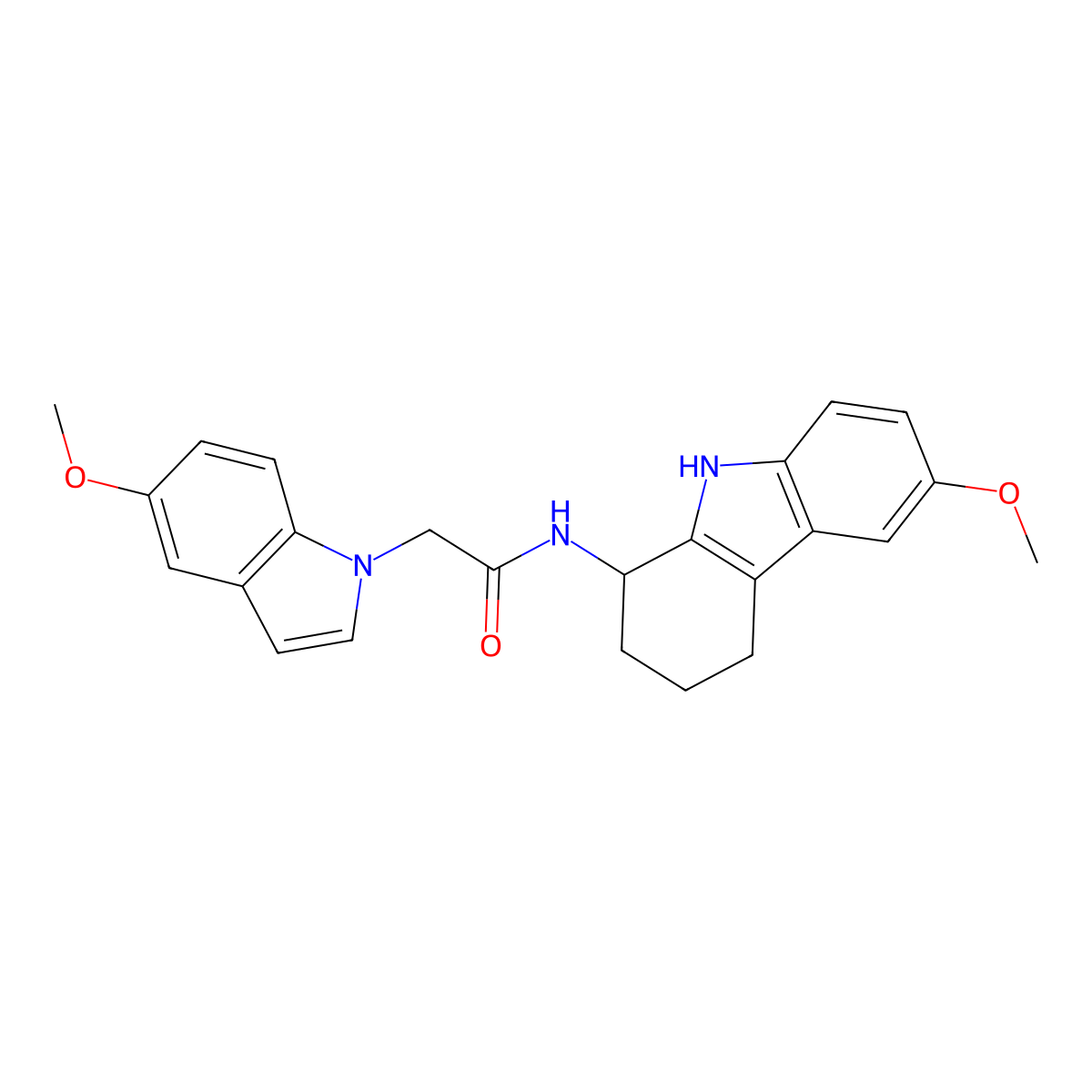 2-(5-methoxy-1H-indol-1-yl)-N-(6-methoxy-2,3,4,9-tetrahydro-1H-carbazol-1-yl)acetamide molecular structure, CAS 1574354-00-9