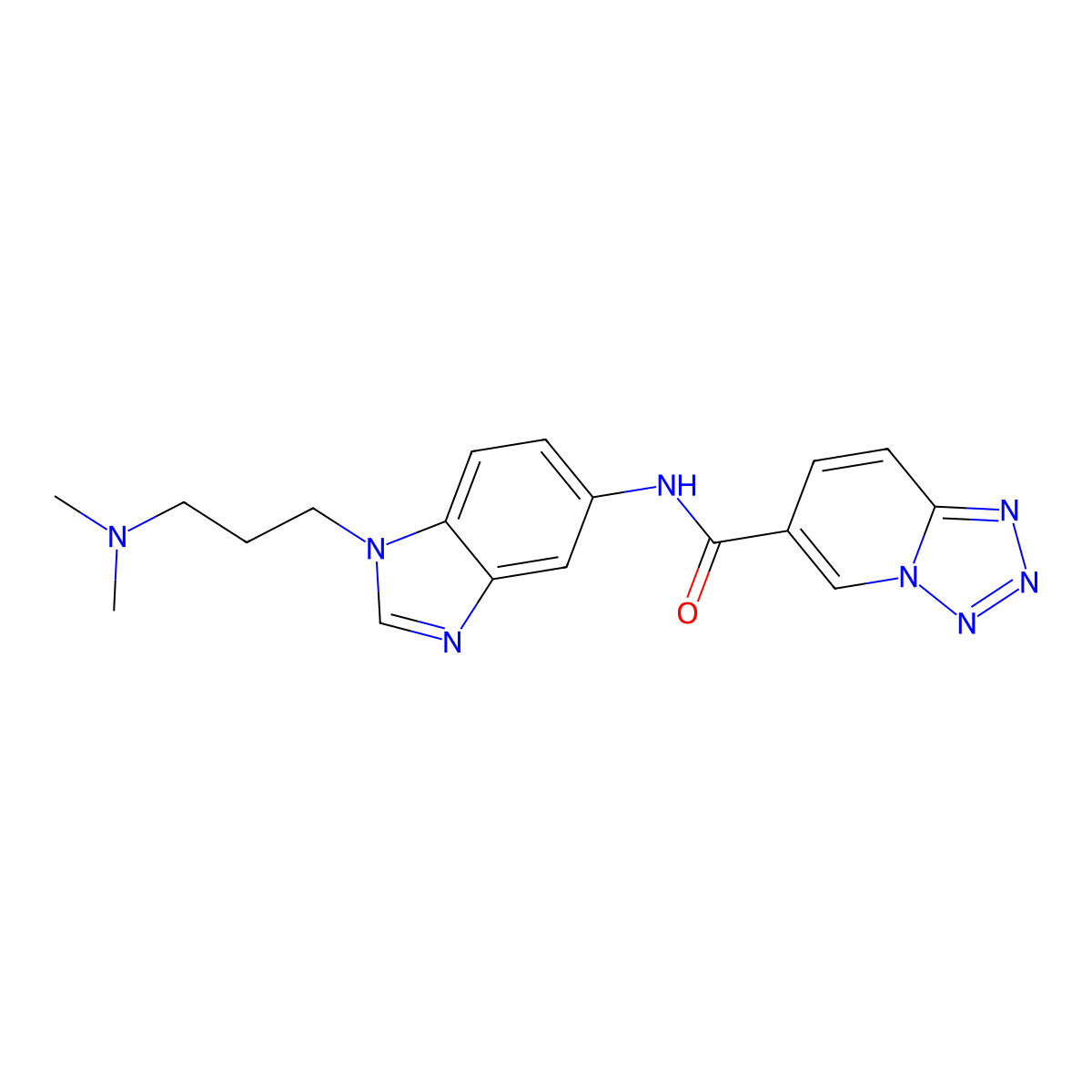 N-{1-[3-(dimethylamino)propyl]-1H-benzimidazol-5-yl}tetrazolo[1,5-a]pyridine-6-carboxamide molecular structure, CAS 1574354-19-0