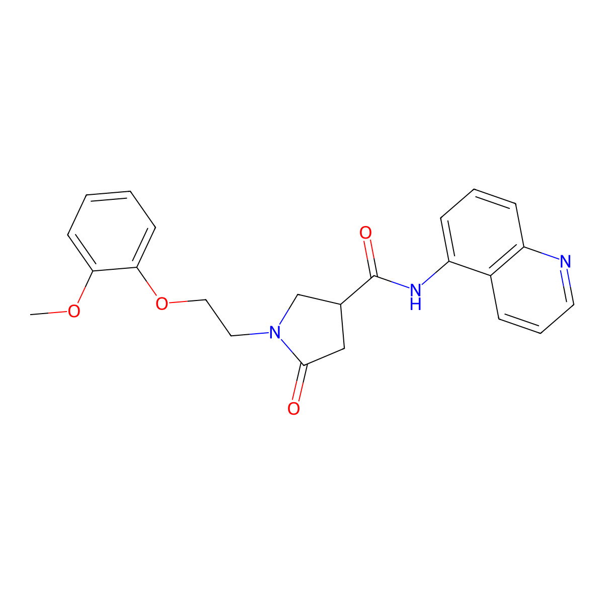 1-[2-(2-methoxyphenoxy)ethyl]-5-oxo-N-(quinolin-5-yl)pyrrolidine-3-carboxamide molecular structure, CAS 1574354-66-7
