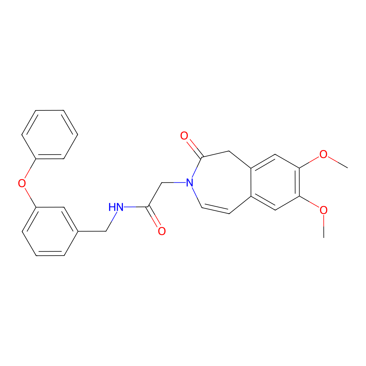 2-(7,8-dimethoxy-2-oxo-1,2-dihydro-3H-3-benzazepin-3-yl)-N-(3-phenoxybenzyl)acetamide molecular structure, CAS 1574354-78-1