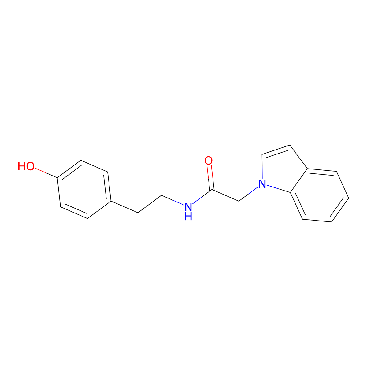 N-[2-(4-hydroxyphenyl)ethyl]-2-(1H-indol-1-yl)acetamide molecular structure, CAS 1574359-99-1