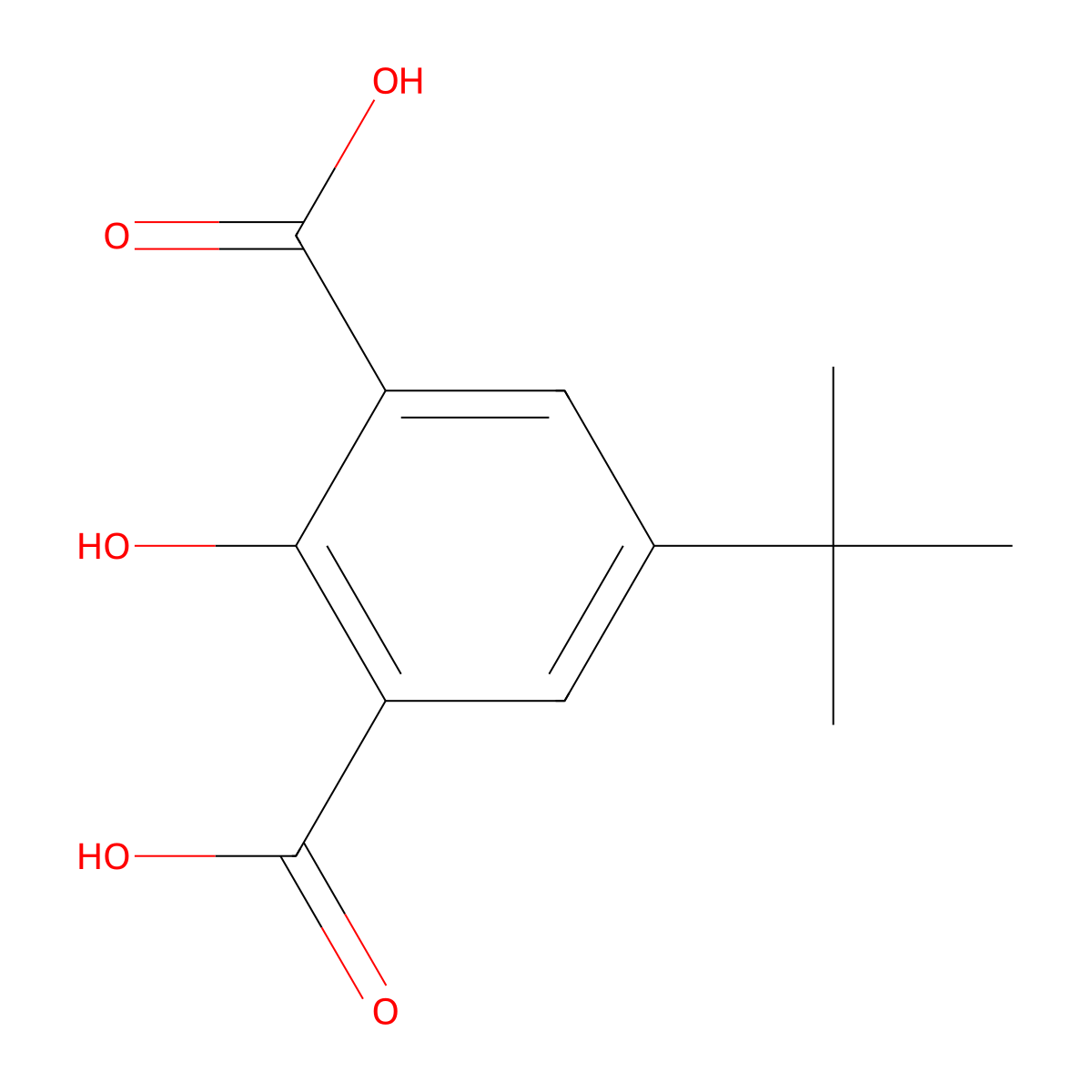 5-Tert-butyl-2-hydroxybenzene-1,3-dicarboxylic acid molecular structure, CAS 157436-33-4