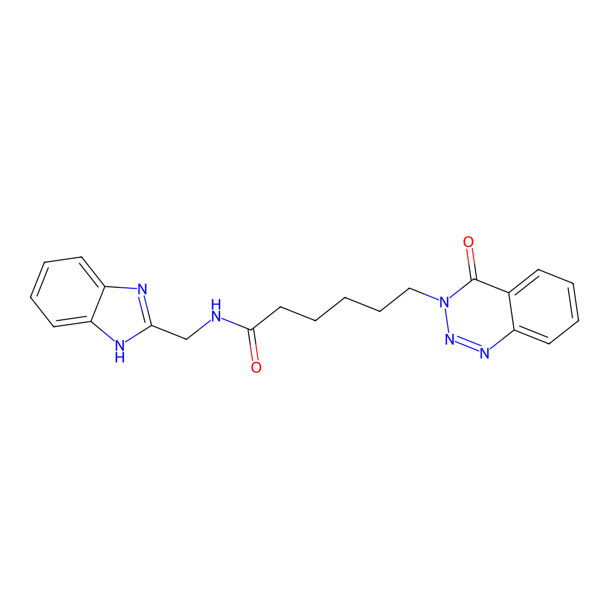 N-(1H-benzimidazol-2-ylmethyl)-6-(4-oxo-1,2,3-benzotriazin-3(4H)-yl)hexanamide molecular structure, CAS 1574360-03-4