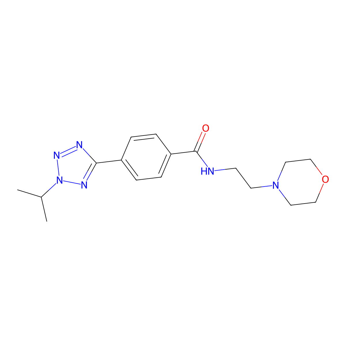 N-[2-(morpholin-4-yl)ethyl]-4-[2-(propan-2-yl)-2H-tetrazol-5-yl]benzamide molecular structure, CAS 1574360-11-4