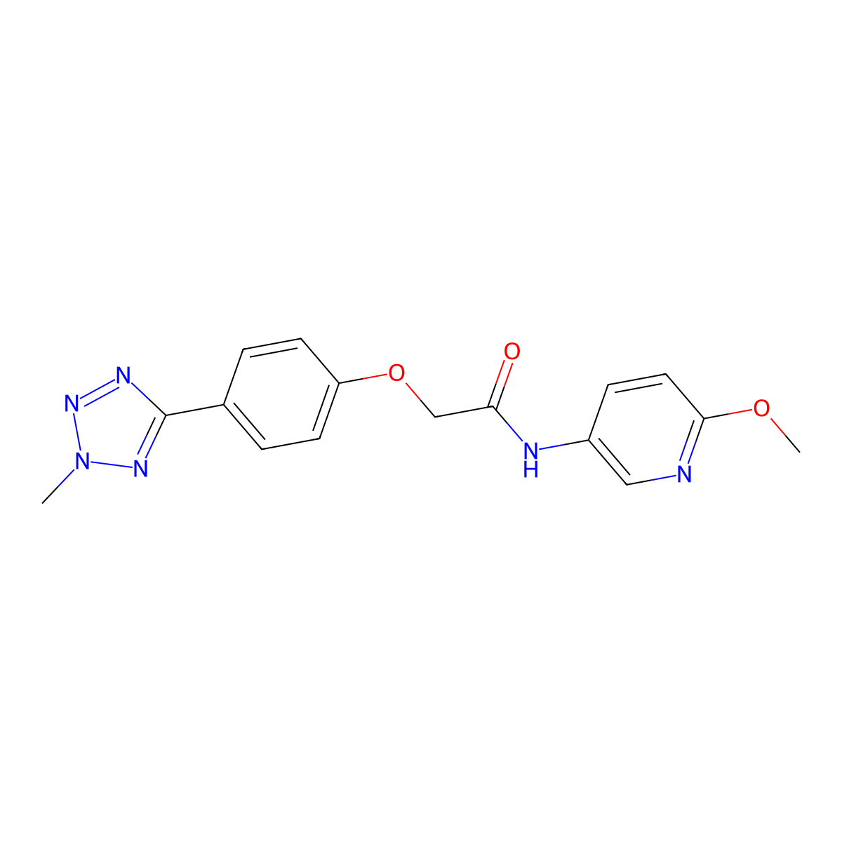 N-(6-methoxypyridin-3-yl)-2-[4-(2-methyl-2H-tetrazol-5-yl)phenoxy]acetamide molecular structure, CAS 1574360-28-3