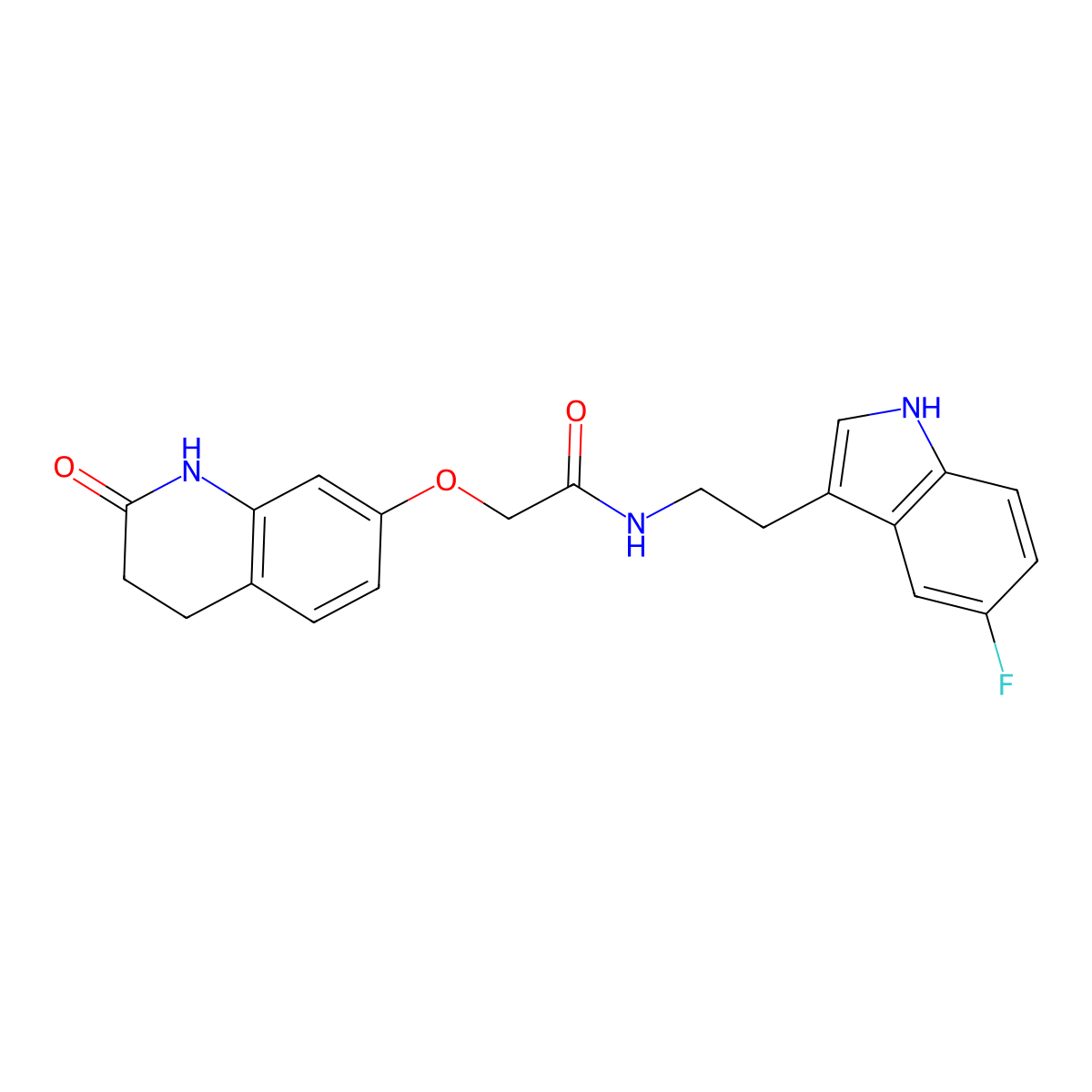N-[2-(5-fluoro-1H-indol-3-yl)ethyl]-2-[(2-hydroxy-3,4-dihydroquinolin-7-yl)oxy]acetamide molecular structure, CAS 1574360-50-1
