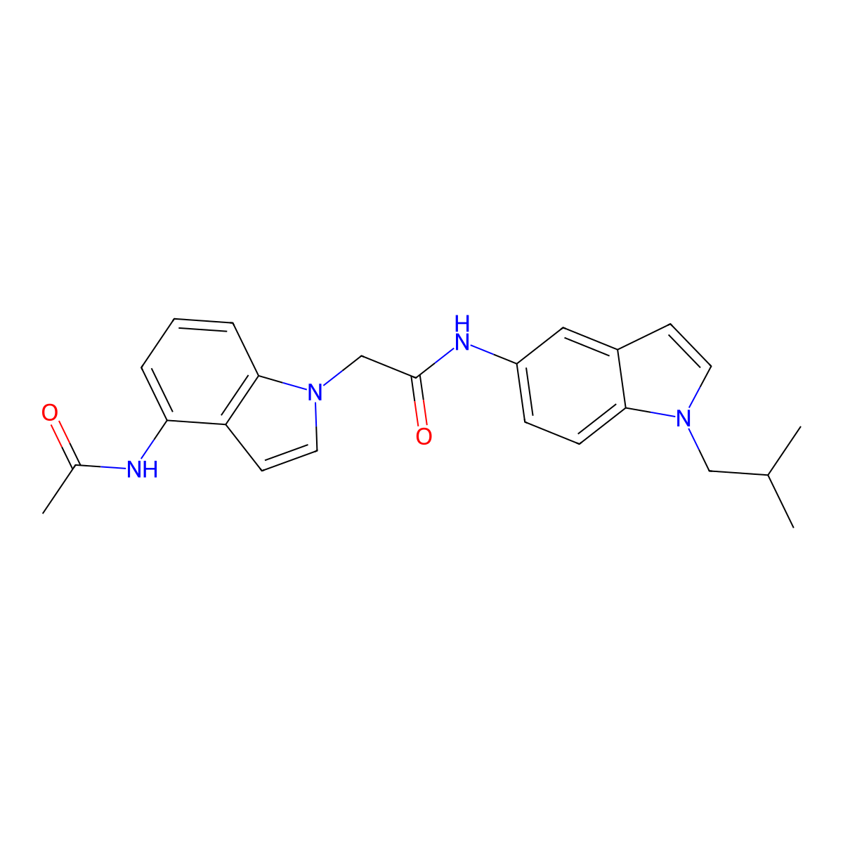 2-[4-(acetylamino)-1H-indol-1-yl]-N-[1-(2-methylpropyl)-1H-indol-5-yl]acetamide molecular structure, CAS 1574361-45-7