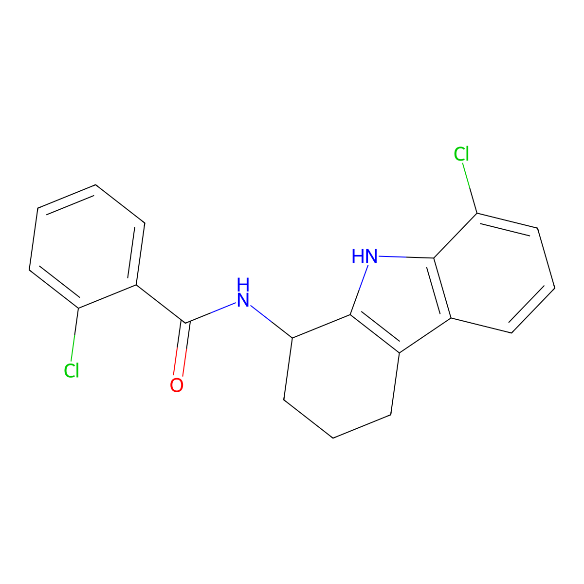 2-Chloro-N-(8-chloro-2,3,4,9-tetrahydro-1H-carbazol-1-YL)benzamide molecular structure, CAS 1574361-48-0