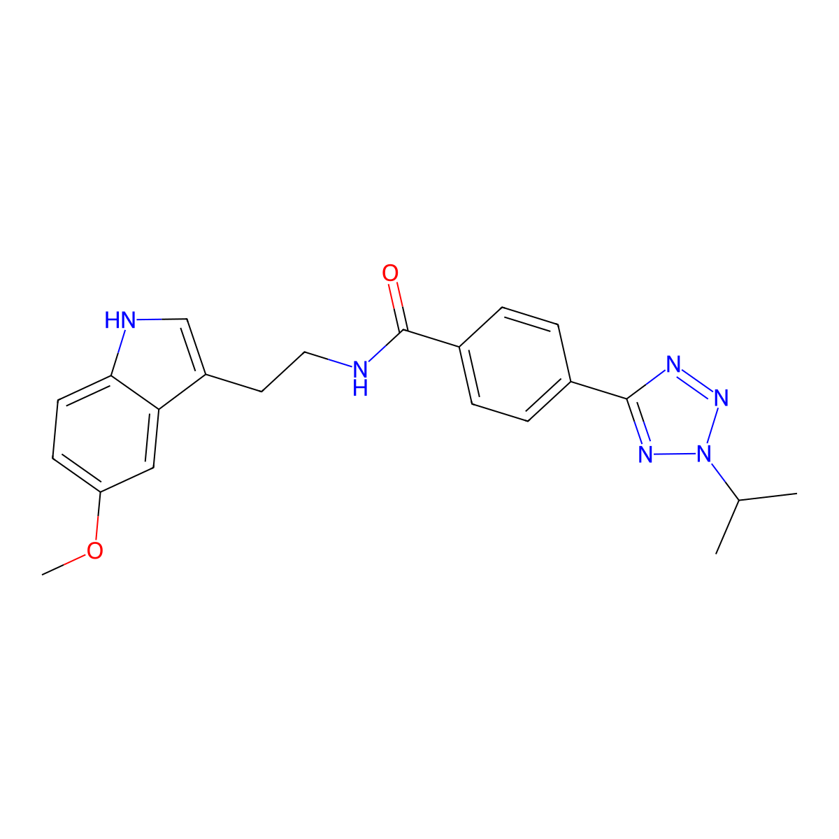 N-[2-(5-methoxy-1H-indol-3-yl)ethyl]-4-[2-(propan-2-yl)-2H-tetrazol-5-yl]benzamide molecular structure, CAS 1574361-50-4