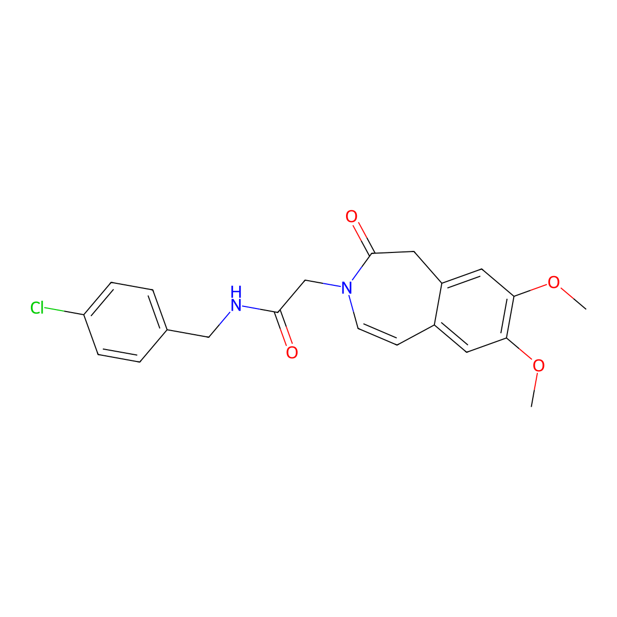 N-(4-chlorobenzyl)-2-(7,8-dimethoxy-2-oxo-1,2-dihydro-3H-3-benzazepin-3-yl)acetamide molecular structure, CAS 1574361-53-7