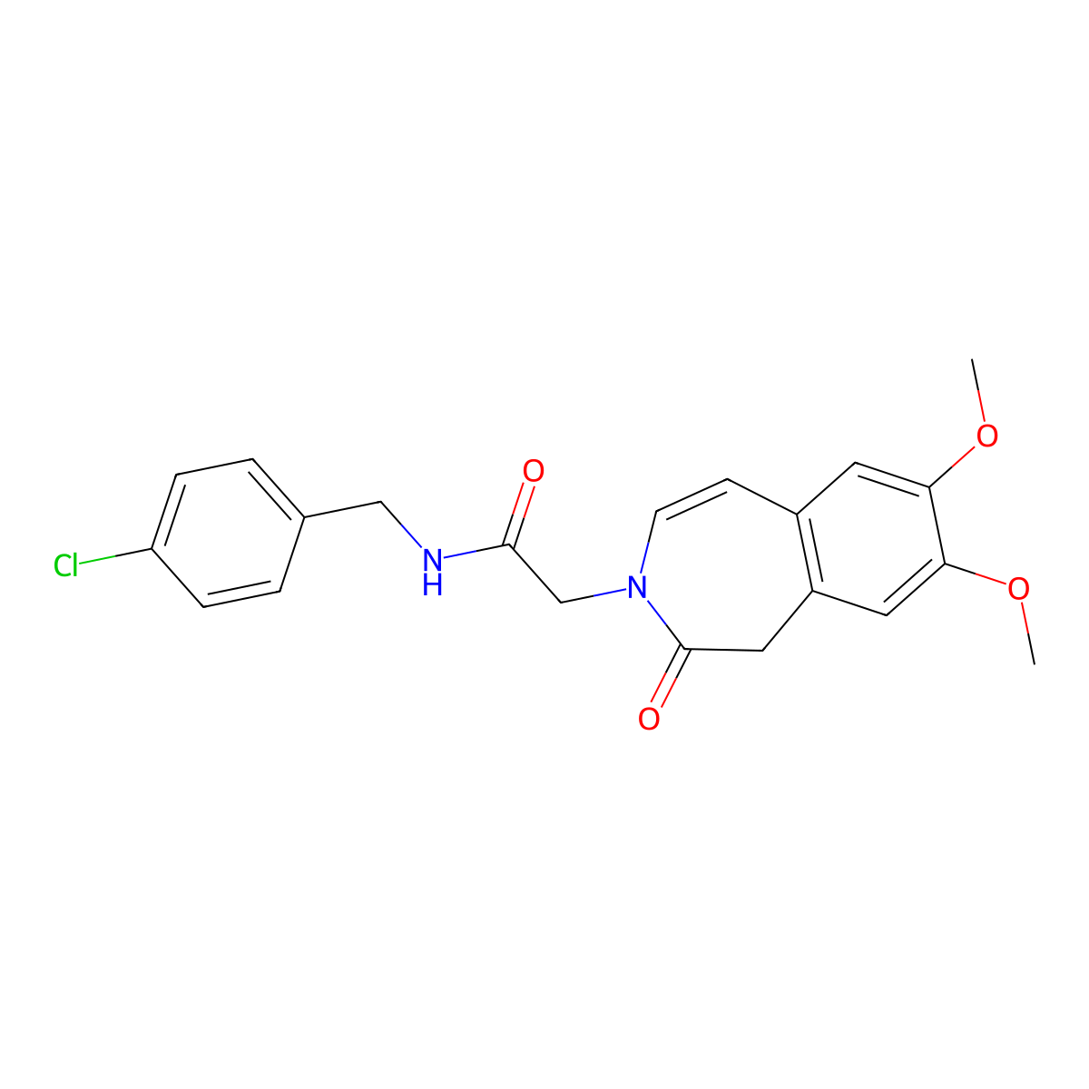 N-(4-chlorobenzyl)-2-(7,8-dimethoxy-2-oxo-1,2-dihydro-3H-3-benzazepin-3-yl)acetamide molecular structure, CAS 1574361-53-7