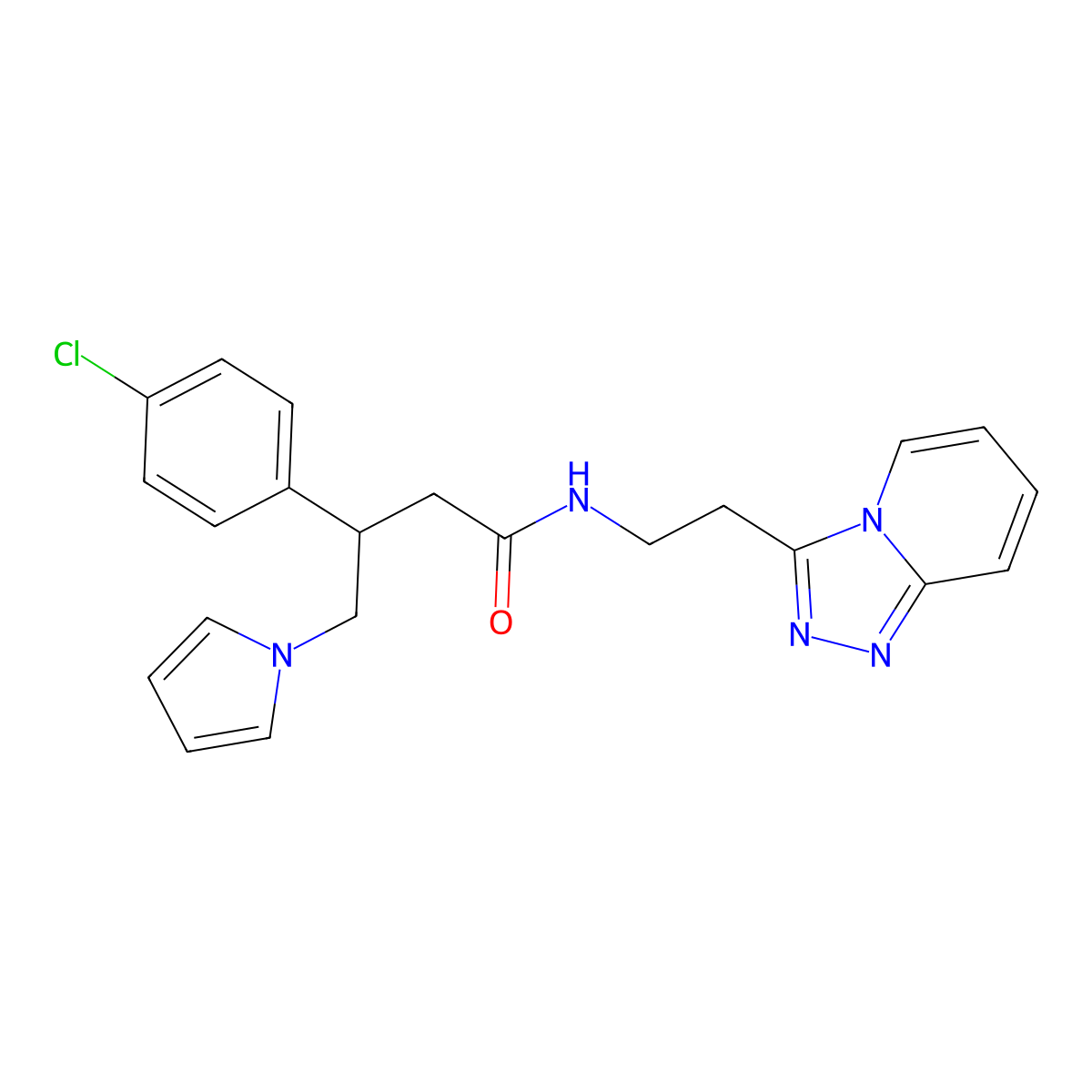 3-(4-chlorophenyl)-4-(1H-pyrrol-1-yl)-N-[2-([1,2,4]triazolo[4,3-a]pyridin-3-yl)ethyl]butanamide molecular structure, CAS 1574361-74-2