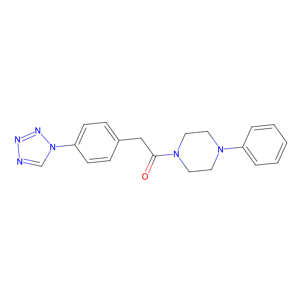 1-(4-phenylpiperazin-1-yl)-2-[4-(1H-tetrazol-1-yl)phenyl]ethanone molecular structure, CAS 1574362-02-9