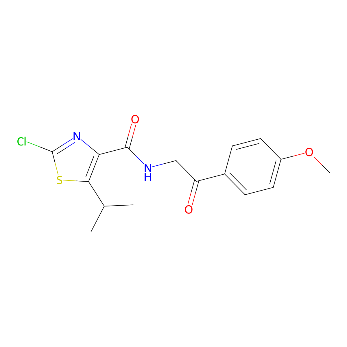 2-chloro-N-[2-(4-methoxyphenyl)-2-oxoethyl]-5-(propan-2-yl)-1,3-thiazole-4-carboxamide molecular structure, CAS 1574362-40-5