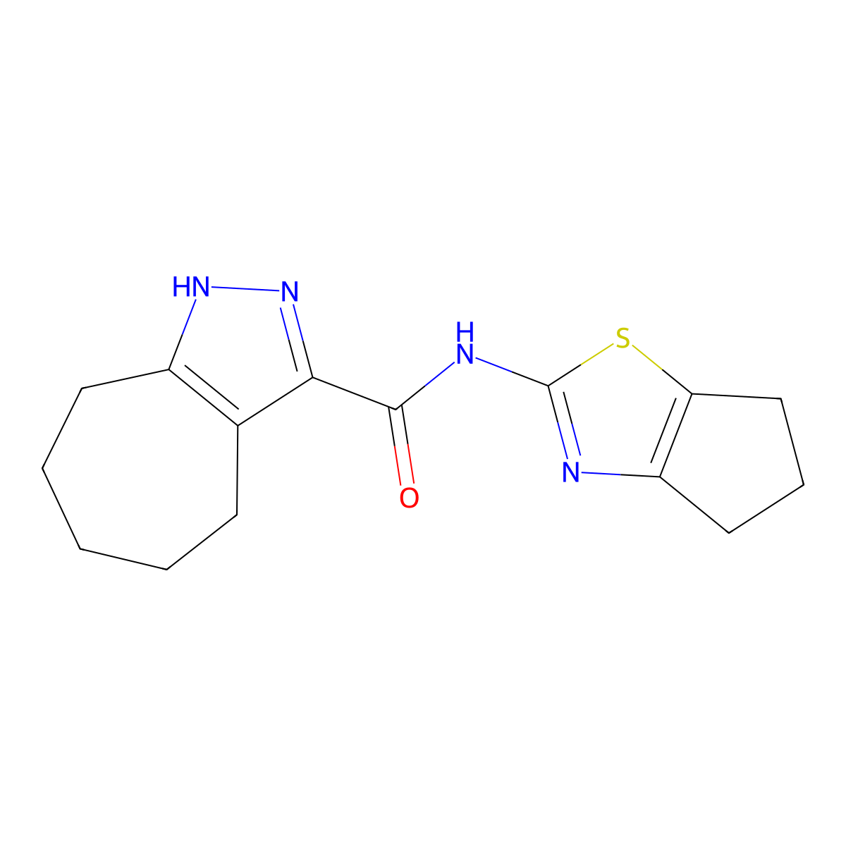 N-(5,6-dihydro-4H-cyclopenta[d][1,3]thiazol-2-yl)-2,4,5,6,7,8-hexahydrocyclohepta[c]pyrazole-3-carboxamide molecular structure, CAS 1574362-47-2