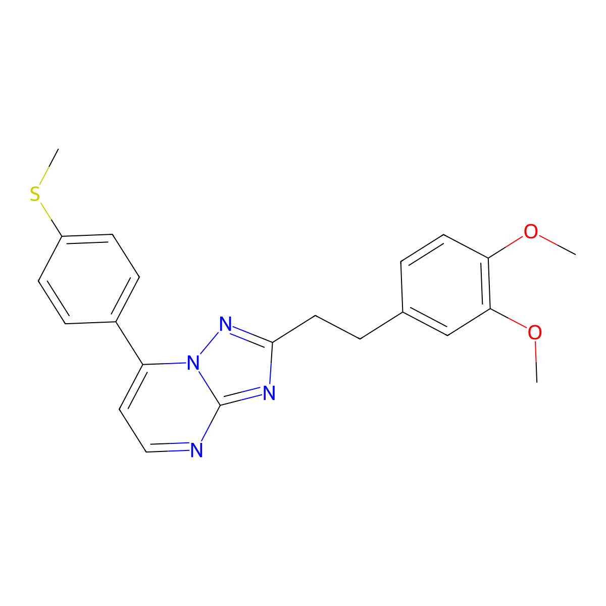 2-(3,4-Dimethoxyphenethyl)-7-[4-(methylsulfanyl)phenyl][1,2,4]triazolo[1,5-a]pyrimidine molecular structure, CAS 1574362-55-2