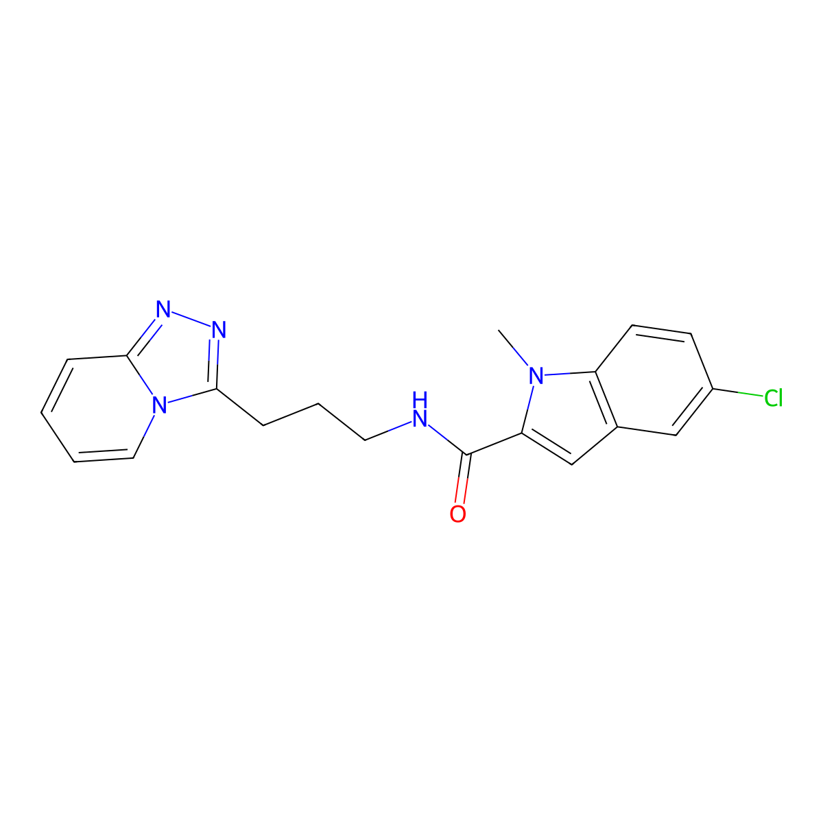 5-chloro-1-methyl-N-(3-[1,2,4]triazolo[4,3-a]pyridin-3-ylpropyl)-1H-indole-2-carboxamide molecular structure, CAS 1574362-93-8