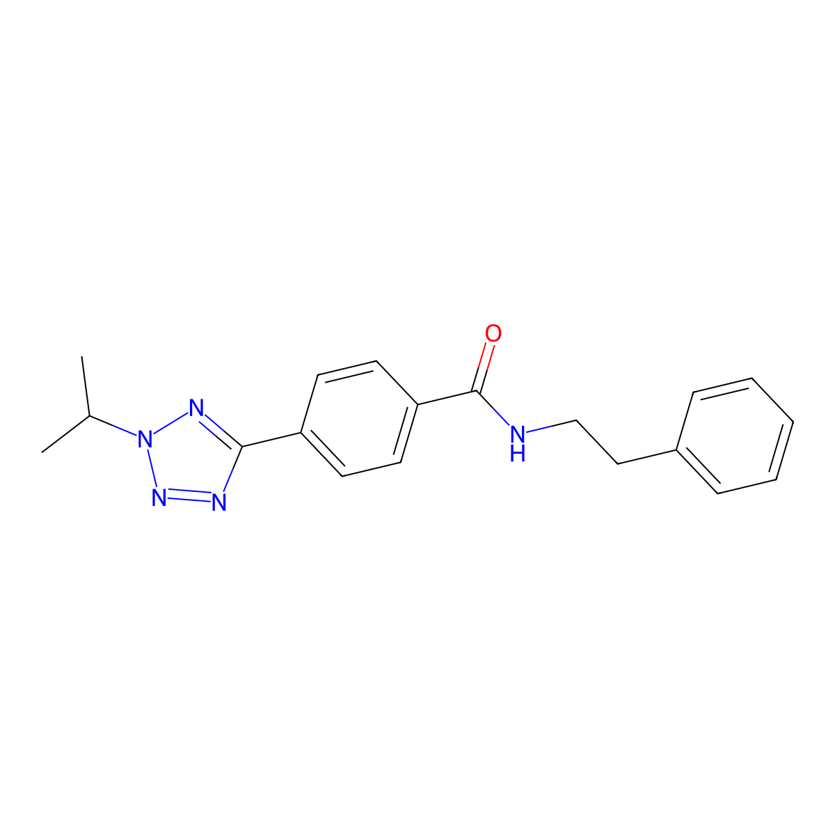 N-(2-phenylethyl)-4-[2-(propan-2-yl)-2H-tetrazol-5-yl]benzamide molecular structure, CAS 1574363-02-2