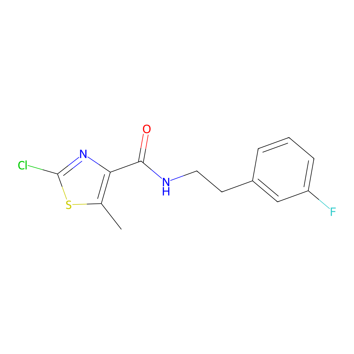 2-chloro-N-[2-(3-fluorophenyl)ethyl]-5-methyl-1,3-thiazole-4-carboxamide molecular structure, CAS 1574363-19-1