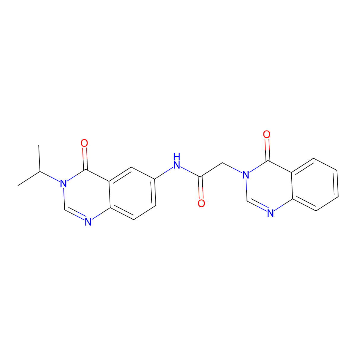 N-[4-oxo-3-(propan-2-yl)-3,4-dihydroquinazolin-6-yl]-2-(4-oxoquinazolin-3(4H)-yl)acetamide molecular structure, CAS 1574363-33-9