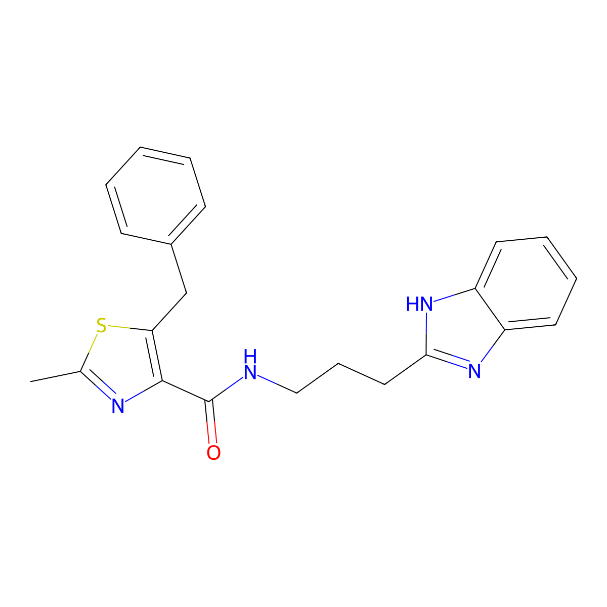 N-[3-(1H-benzimidazol-2-yl)propyl]-5-benzyl-2-methyl-1,3-thiazole-4-carboxamide molecular structure, CAS 1574363-63-5