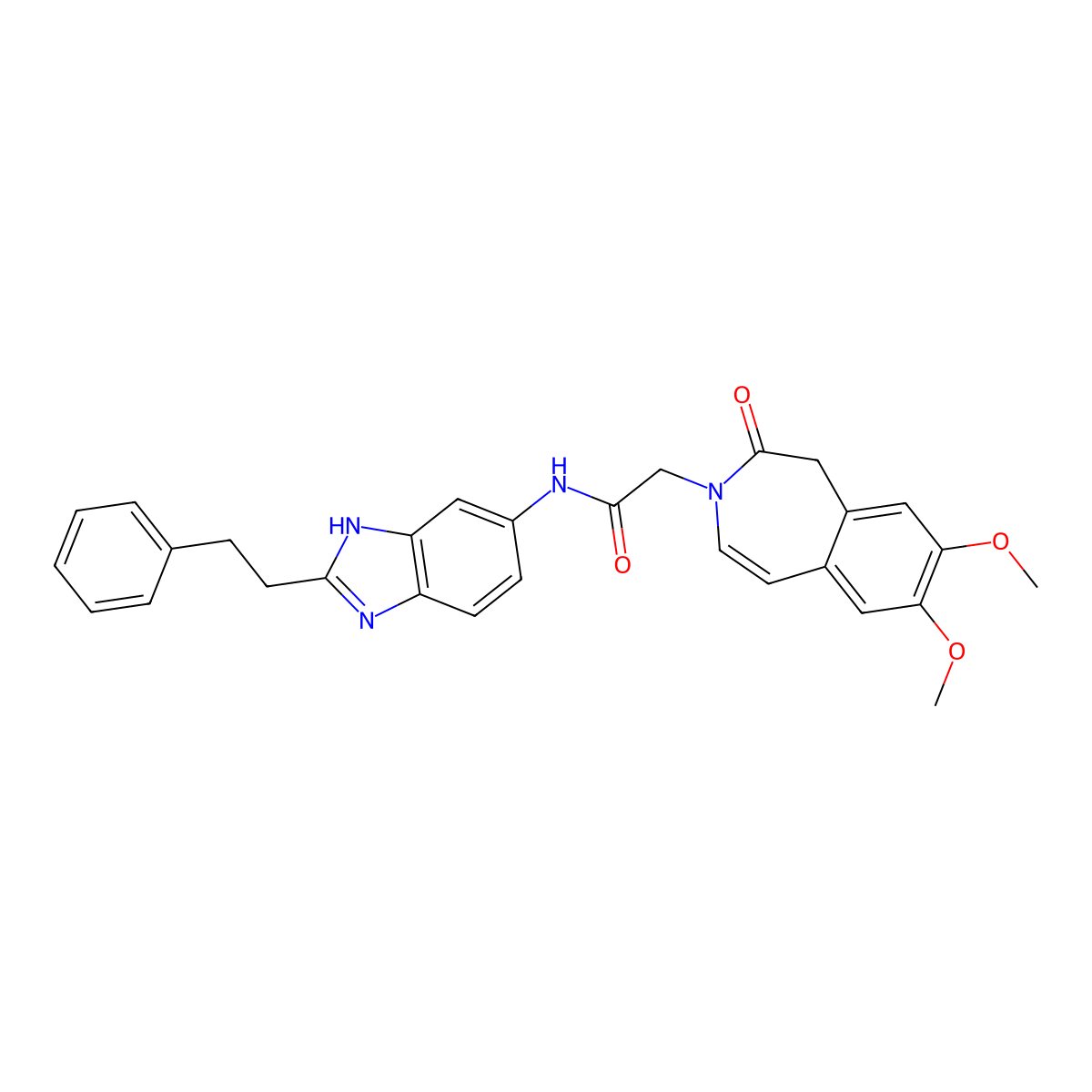 2-(7,8-dimethoxy-2-oxo-1,2-dihydro-3H-3-benzazepin-3-yl)-N-[2-(2-phenylethyl)-1H-benzimidazol-6-yl]acetamide molecular structure, CAS 1574364-15-0