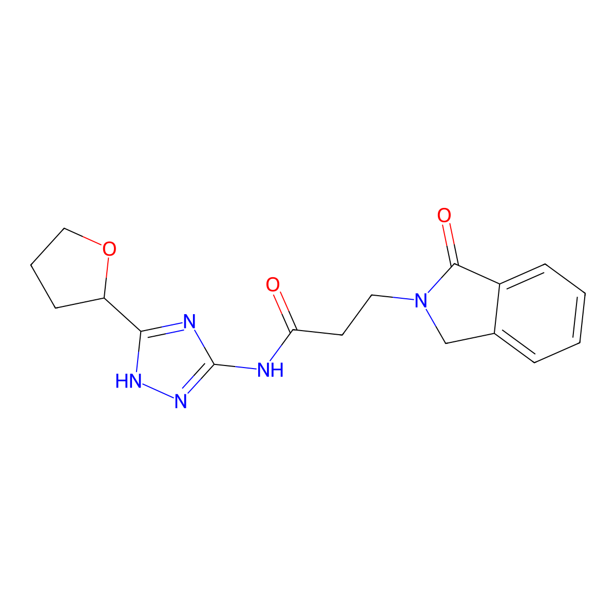 3-(1-oxo-1,3-dihydro-2H-isoindol-2-yl)-N-[3-(tetrahydrofuran-2-yl)-1H-1,2,4-triazol-5-yl]propanamide molecular structure, CAS 1574364-27-4