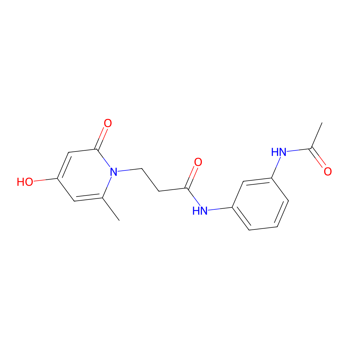 N-[3-(acetylamino)phenyl]-3-[4-hydroxy-2-methyl-6-oxo-1(6H)-pyridinyl]propanamide molecular structure, CAS 1574364-37-6