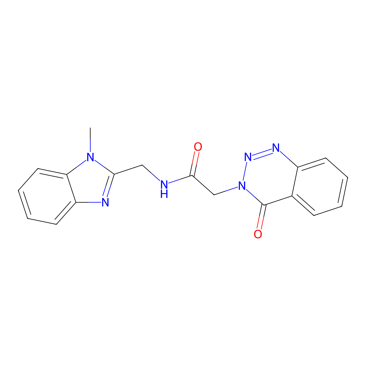 N-[(1-methyl-1H-benzimidazol-2-yl)methyl]-2-(4-oxo-1,2,3-benzotriazin-3(4H)-yl)acetamide molecular structure, CAS 1574364-39-8