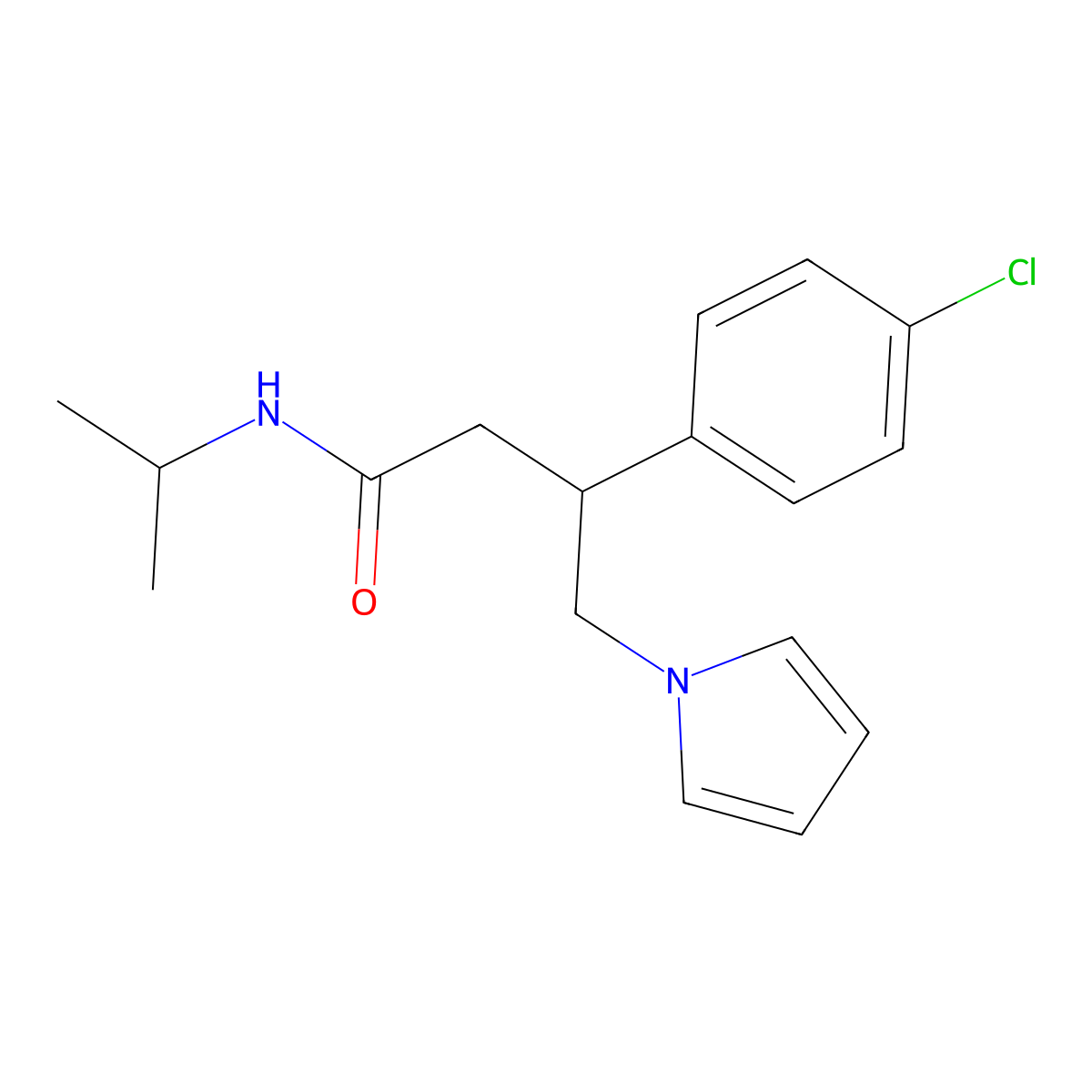 3-(4-chlorophenyl)-N-(propan-2-yl)-4-(1H-pyrrol-1-yl)butanamide molecular structure, CAS 1574364-88-7