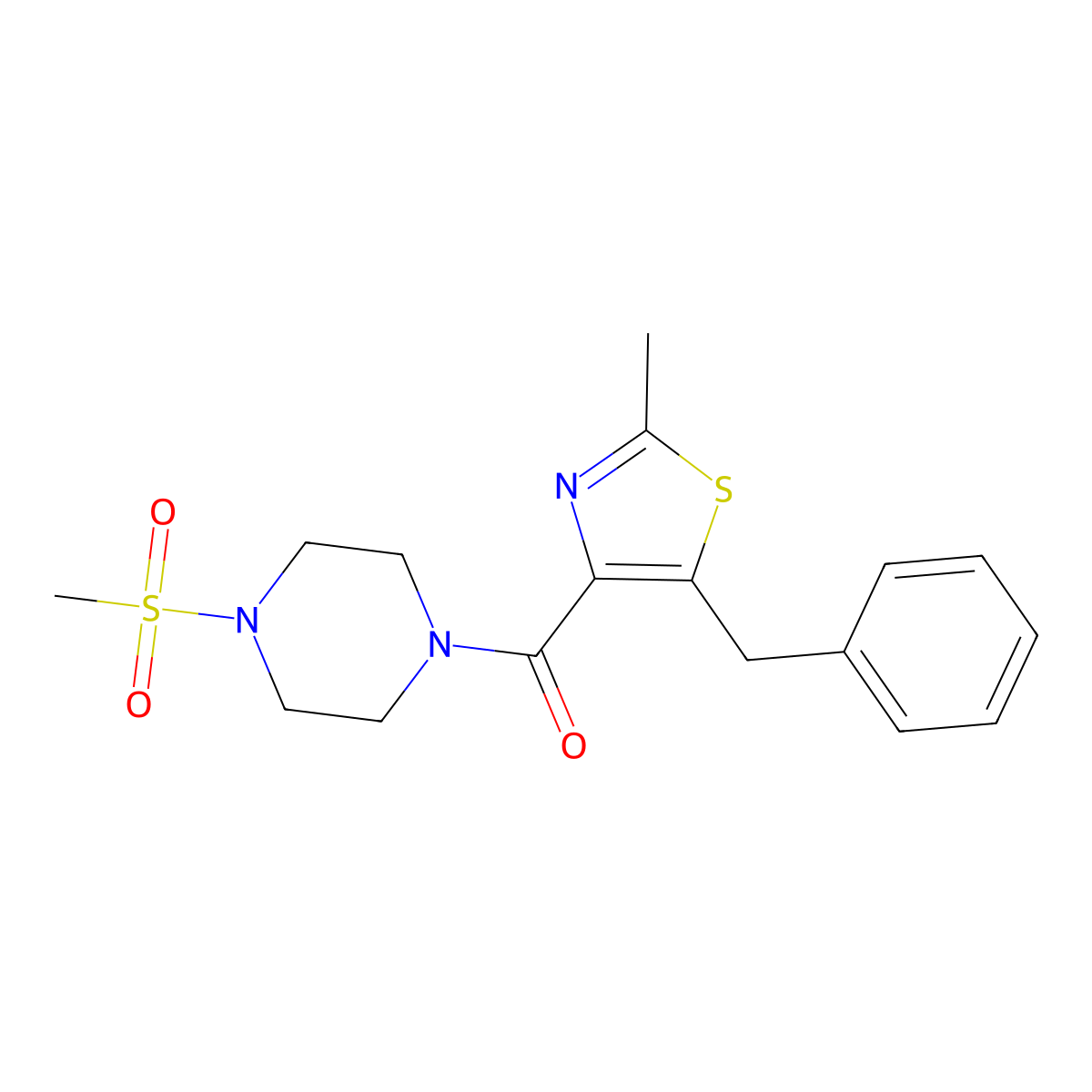 (5-Benzyl-2-methyl-1,3-thiazol-4-yl)[4-(methylsulfonyl)piperazin-1-yl]methanone molecular structure, CAS 1574364-91-2