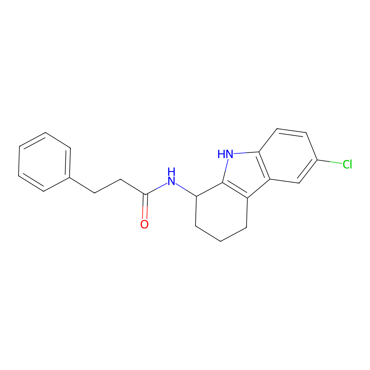 N-(6-chloro-2,3,4,9-tetrahydro-1H-carbazol-1-yl)-3-phenylpropanamide molecular structure, CAS 1574365-03-9