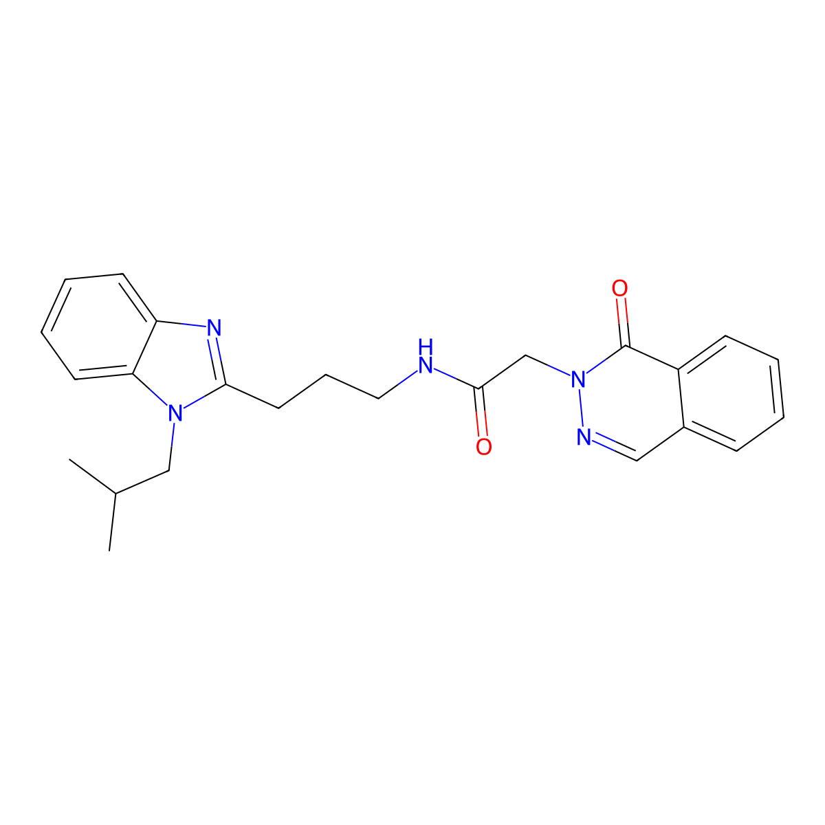 N-{3-[1-(2-methylpropyl)-1H-benzimidazol-2-yl]propyl}-2-(1-oxophthalazin-2(1H)-yl)acetamide molecular structure, CAS 1574365-29-9